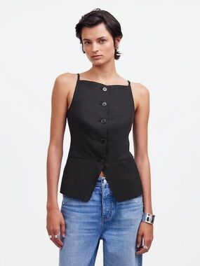 Madewell Square-Neck Vest in Drapey Twill